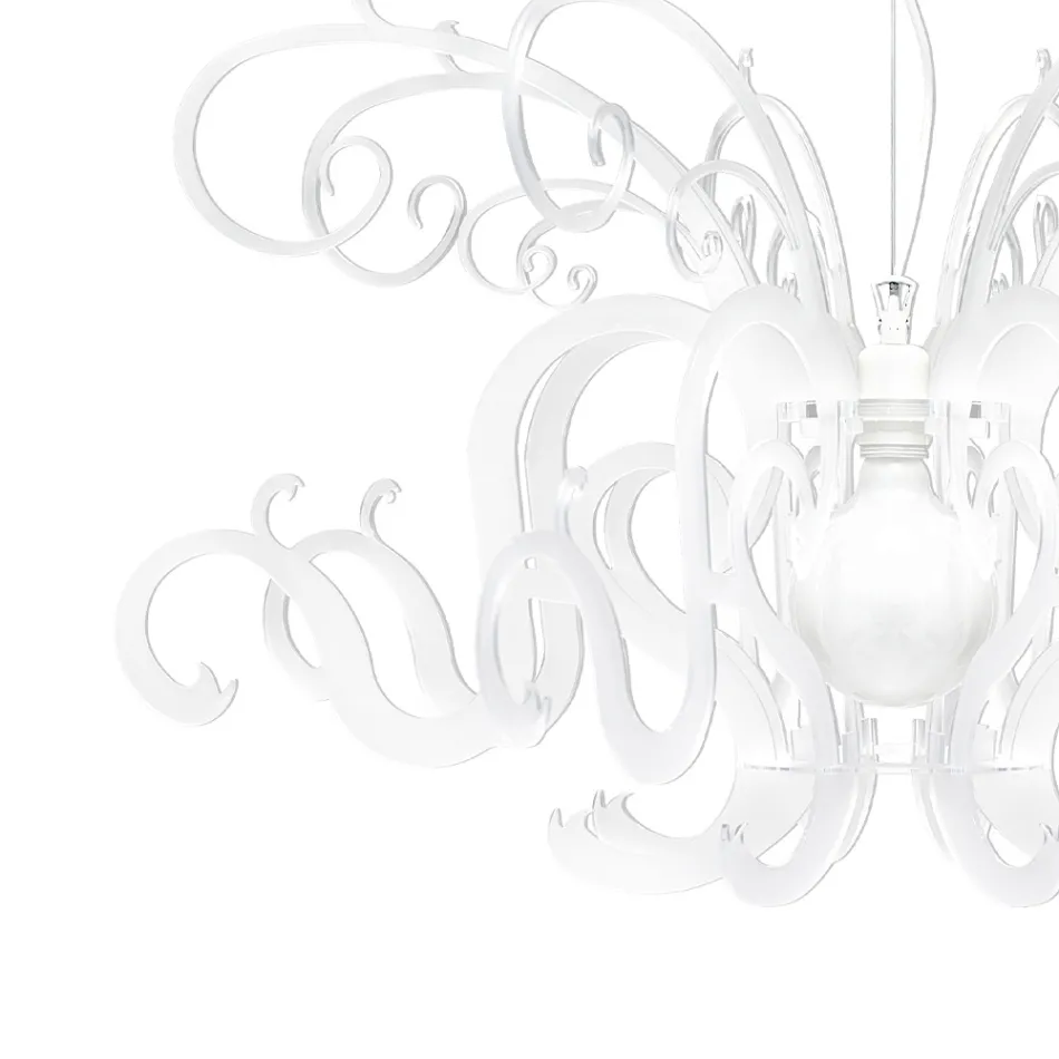 Lustre Suspenso em Plexiglass Branco Design Reciclável - Sancho Viadurini