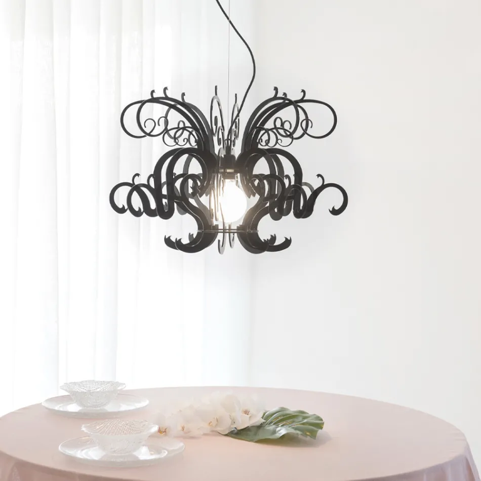 Lustre Suspenso em Plexiglass Branco ou Preto Reciclável - Sancho Viadurini