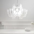 Luminária pendente em plexiglass branco acetinado, fabricada na Itália - Gea Viadurini