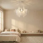 Luminária pendente em plexiglass branco acetinado, fabricada na Itália - Gea Viadurini