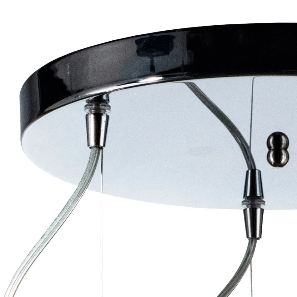 Lustre de três luzes com barra circular em vidro soprado, fabricado na Itália - Soffio Viadurini