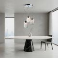 Lustre de três luzes com barra circular em vidro soprado, fabricado na Itália - Soffio