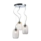 Lustre de três luzes com barra circular em vidro soprado, fabricado na Itália - Soffio Viadurini