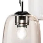 Lustre de três luzes com barra circular em vidro soprado, fabricado na Itália - Soffio Viadurini