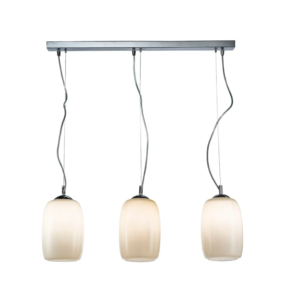Lustre veneziano de três luzes em vidro soprado, fabricado na Itália - Soffio Viadurini
