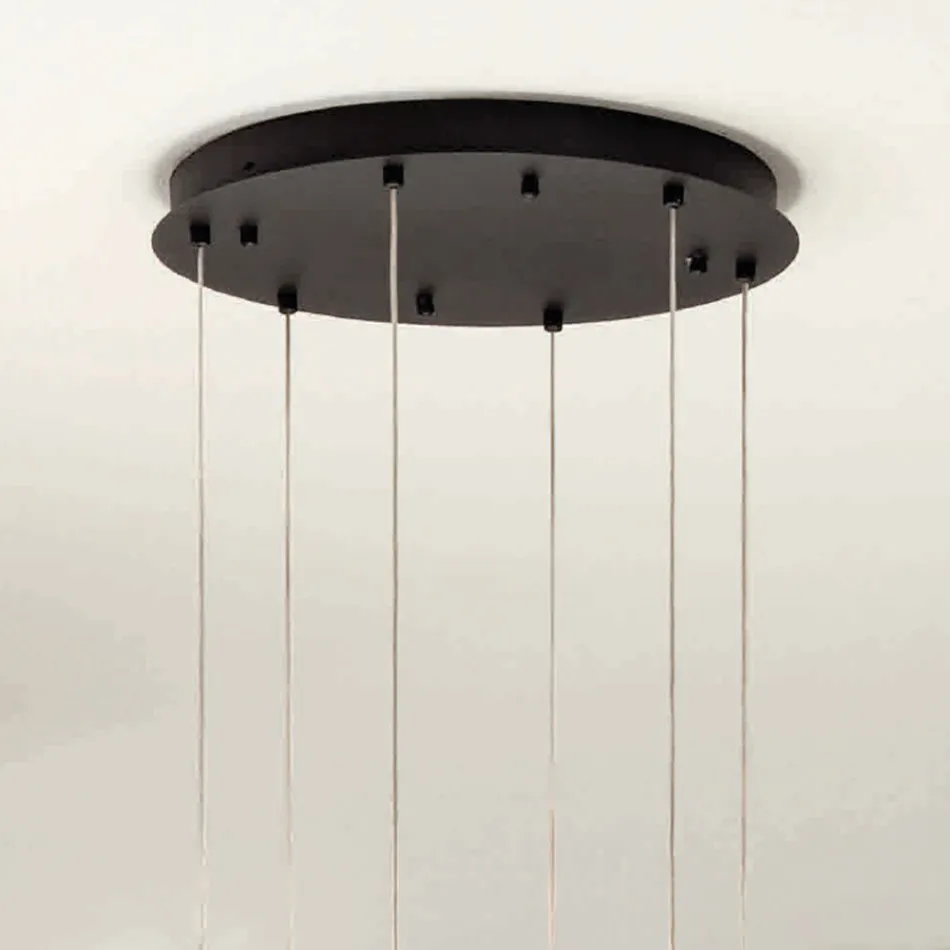 Lustre suspenso em metal pintado de preto com 6 luzes LED - cedro Viadurini