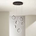 Lustre suspenso em metal pintado de preto com 6 luzes LED - cedro