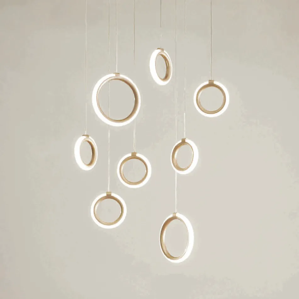 Lustre suspenso de metal pintado de ouro com 8 luzes LED - cedro Viadurini
