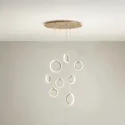Lustre suspenso de metal pintado de ouro com 8 luzes LED - cedro Viadurini