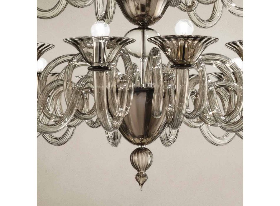 Lustre Artesão com 18 Luzes em Vidro Veneza, Fabricado na Itália - Margherita Viadurini