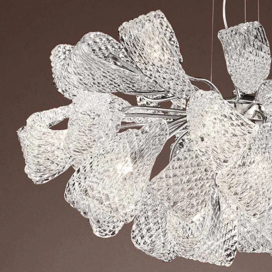 Lustre Artesanal com 21 Luzes em Vidro Veneziano, Fabricado na Itália - Diamonique Viadurini