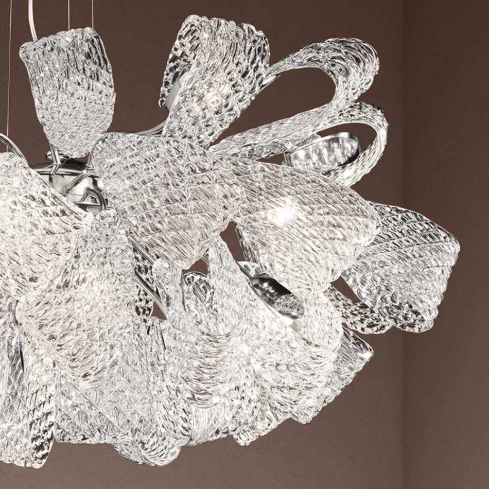 Lustre Artesanal com 21 Luzes em Vidro Veneziano, Fabricado na Itália - Diamonique Viadurini