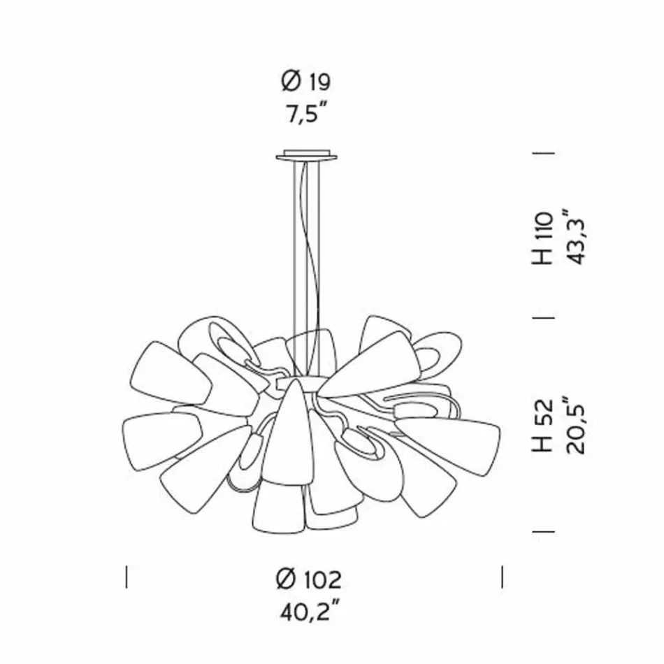 Lustre Artesanal com 21 Luzes em Vidro Veneziano, Fabricado na Itália - Diamonique Viadurini
