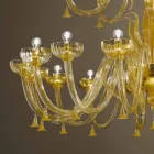 Lustre Feito à Mão com 28 Luzes em Vidro Veneziano e Ouro Fabricado na Itália - Regina Viadurini