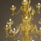 Lustre Feito à Mão com 28 Luzes em Vidro Veneziano e Ouro Fabricado na Itália - Regina Viadurini