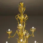 Lustre Feito à Mão com 28 Luzes em Vidro Veneziano e Ouro Fabricado na Itália - Regina Viadurini