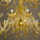 Lustre Feito à Mão com 28 Luzes em Vidro Veneziano e Ouro Fabricado na Itália - Regina Viadurini