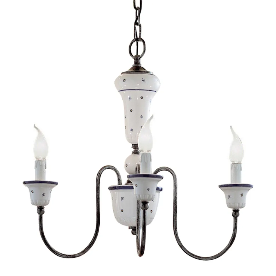 Lustre artesanal de cerâmica e latão antigo - Sanremo Viadurini