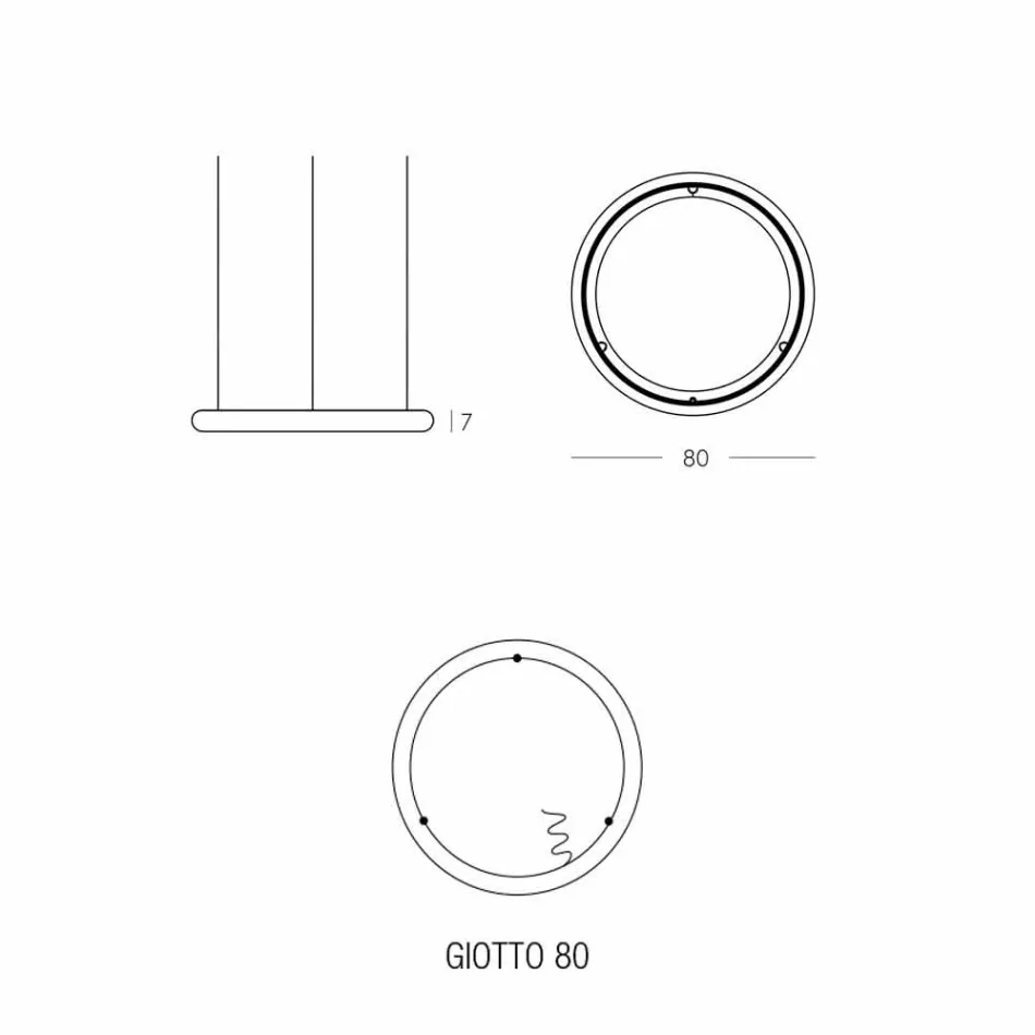 Lustre de design branco com roseta de metal feito na Itália - Slide Giotto Viadurini