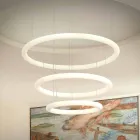 Lustre de design branco com roseta de metal feito na Itália - Slide Giotto Viadurini