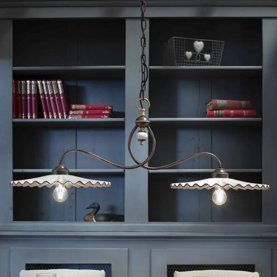 Luminária de cerâmica rústica L'Aquila made in Italy by Ferroluce Viadurini