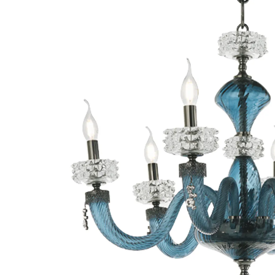 Lustre Clássico 12 Luzes em Vidro Artesanal de Luxo Italiano - Salina Viadurini