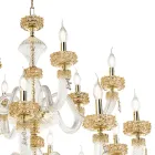 Lustre Clássico 18 Luzes em Vidro Artesanal de Luxo Italiano - Salina Viadurini