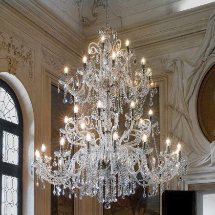 Clássico lustre 36 luzes em vidro de Veneza feito na Itália - florentino Viadurini