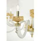 Candelabro Clássico de 6 Luzes em Vidro Artesanal de Luxo Italiano - Salina Viadurini