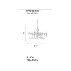 Lustre Luxo Italiano de Vidro Feito à Mão 8 Luzes - Consciente Viadurini