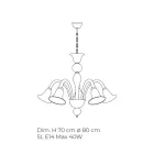 Lustre clássico artesanal em vidro veneziano branco soprado - Elsa Viadurini