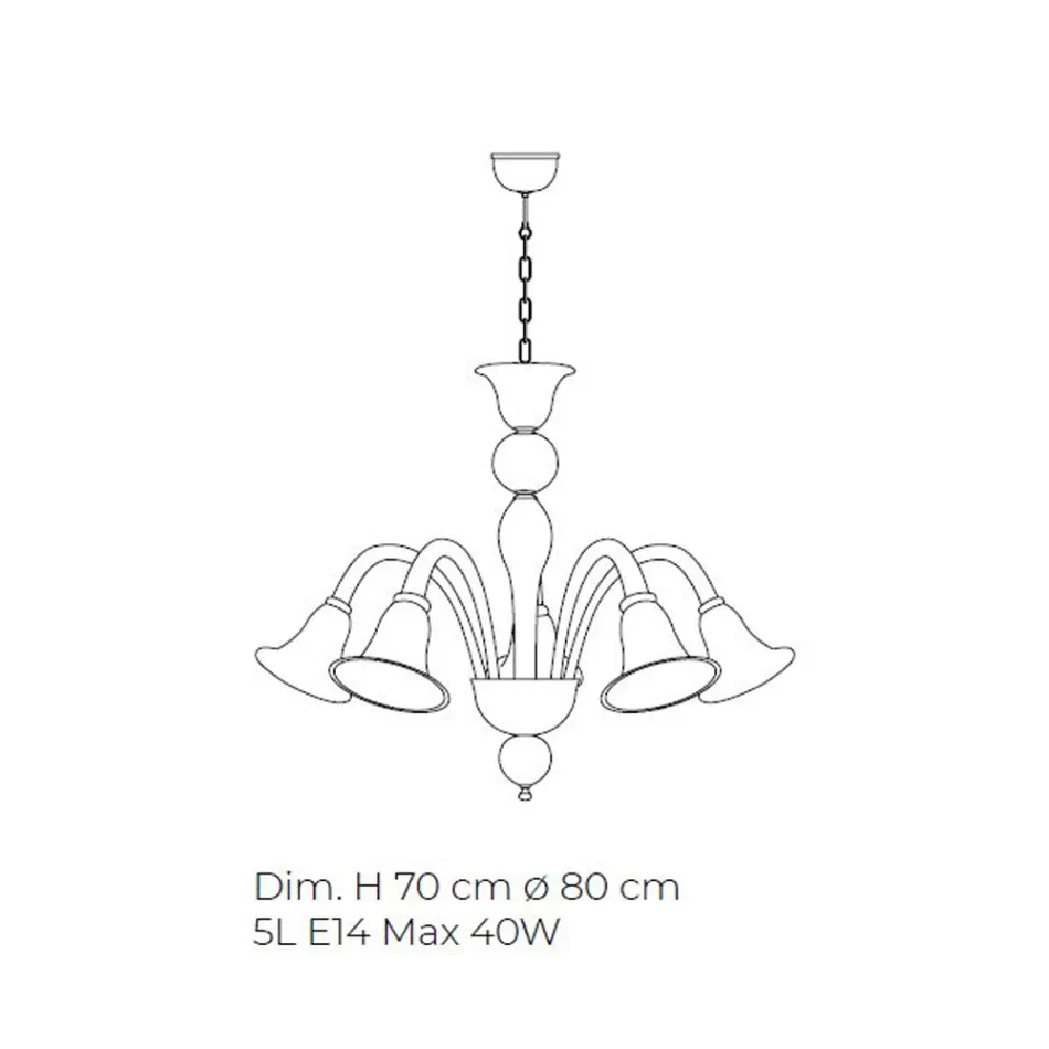 Lustre clássico artesanal em vidro veneziano branco soprado - Elsa Viadurini