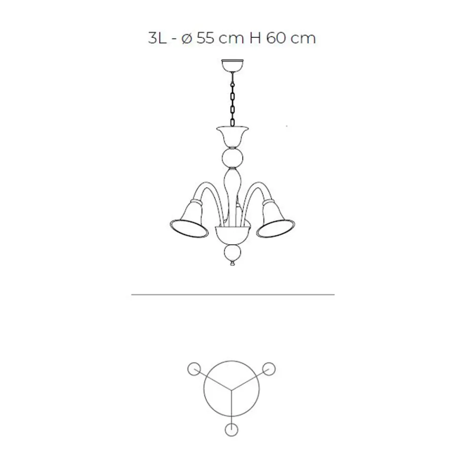 Lustre clássico artesanal em vidro veneziano branco soprado - Elsa Viadurini