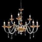 Candelabro desgin clássico com 9 luzes de vidro e cinzel Belle Viadurini