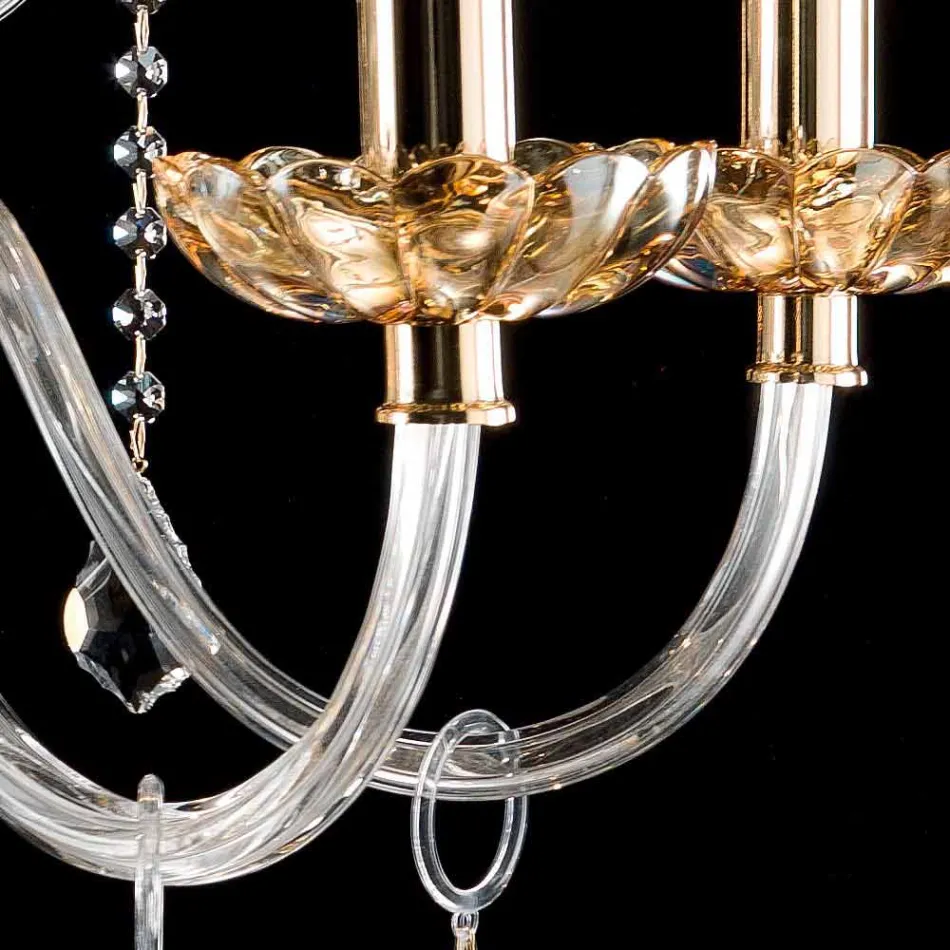 Candelabro desgin clássico com 9 luzes de vidro e cinzel Belle Viadurini