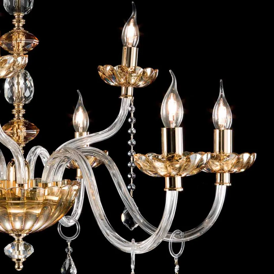 Candelabro desgin clássico com 9 luzes de vidro e cinzel Belle Viadurini