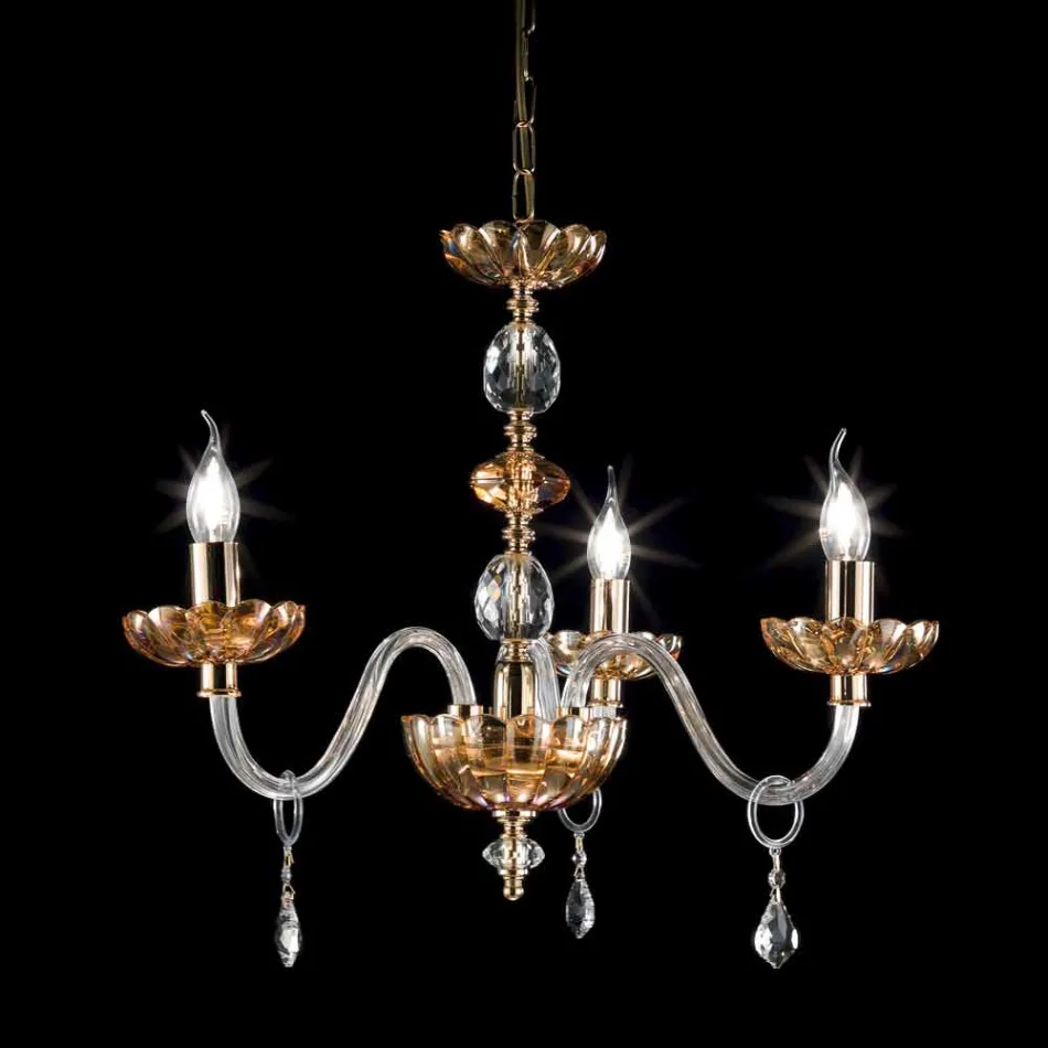 Lustre de cristal clássico com 3 luzes Belle, made in Italy Viadurini