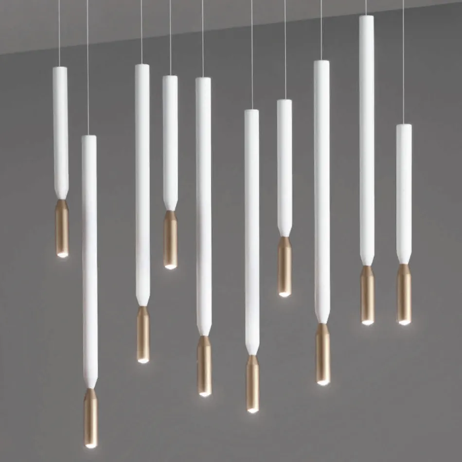 Lustre com 10 Luzes LED em Metal Pintado e Cabos Ajustáveis - Larch Viadurini