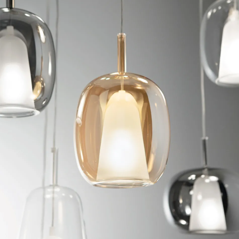 Lustre com 12 Luzes em Vidro e Arame Transparente Fabricado na Itália - Trilly Viadurini