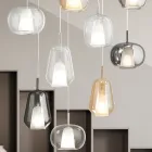 Lustre com 12 Luzes em Vidro e Arame Transparente Fabricado na Itália - Trilly Viadurini