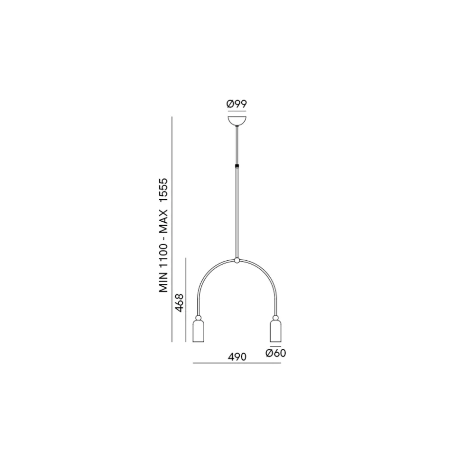 Lustre com 2 Luzes em Diferentes Acabamentos Fabricado na Itália - Senhora Viadurini
