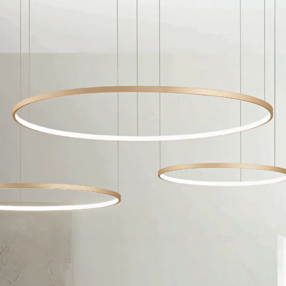 Lustre com 2 ou 3 Luzes LED Roronde Horizontais em Metal Pintado - Mulberry Viadurini