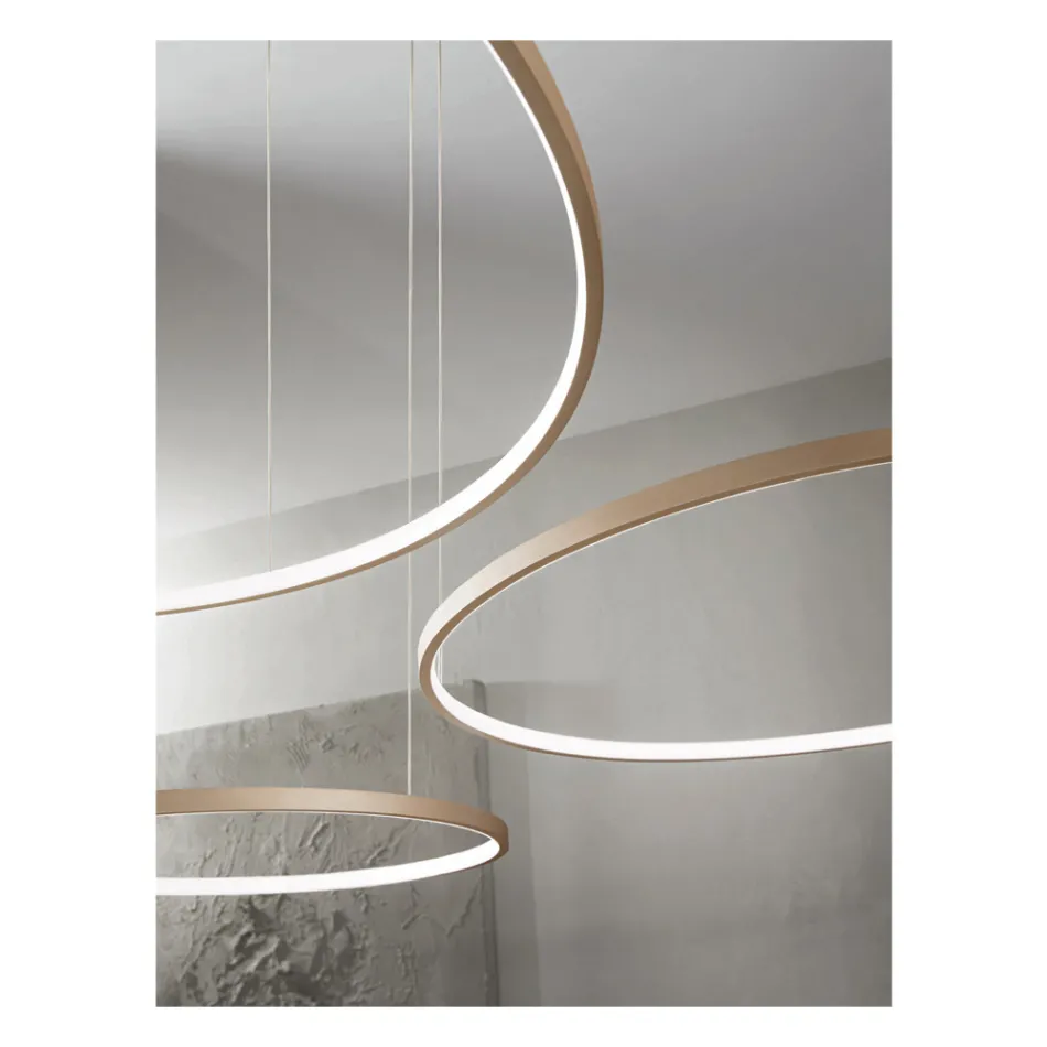 Lustre com 2 ou 3 Luzes LED Roronde Horizontais em Metal Pintado - Mulberry Viadurini