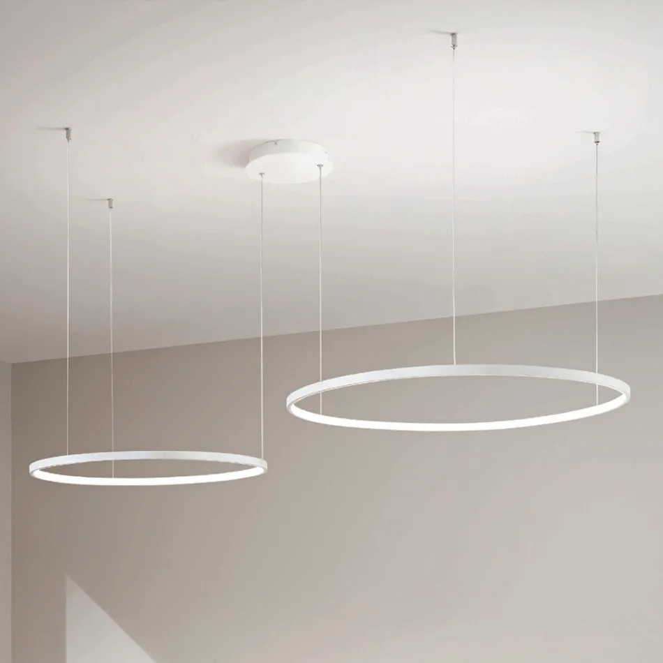 Lustre com 2 ou 3 Luzes LED Roronde Horizontais em Metal Pintado - Mulberry Viadurini