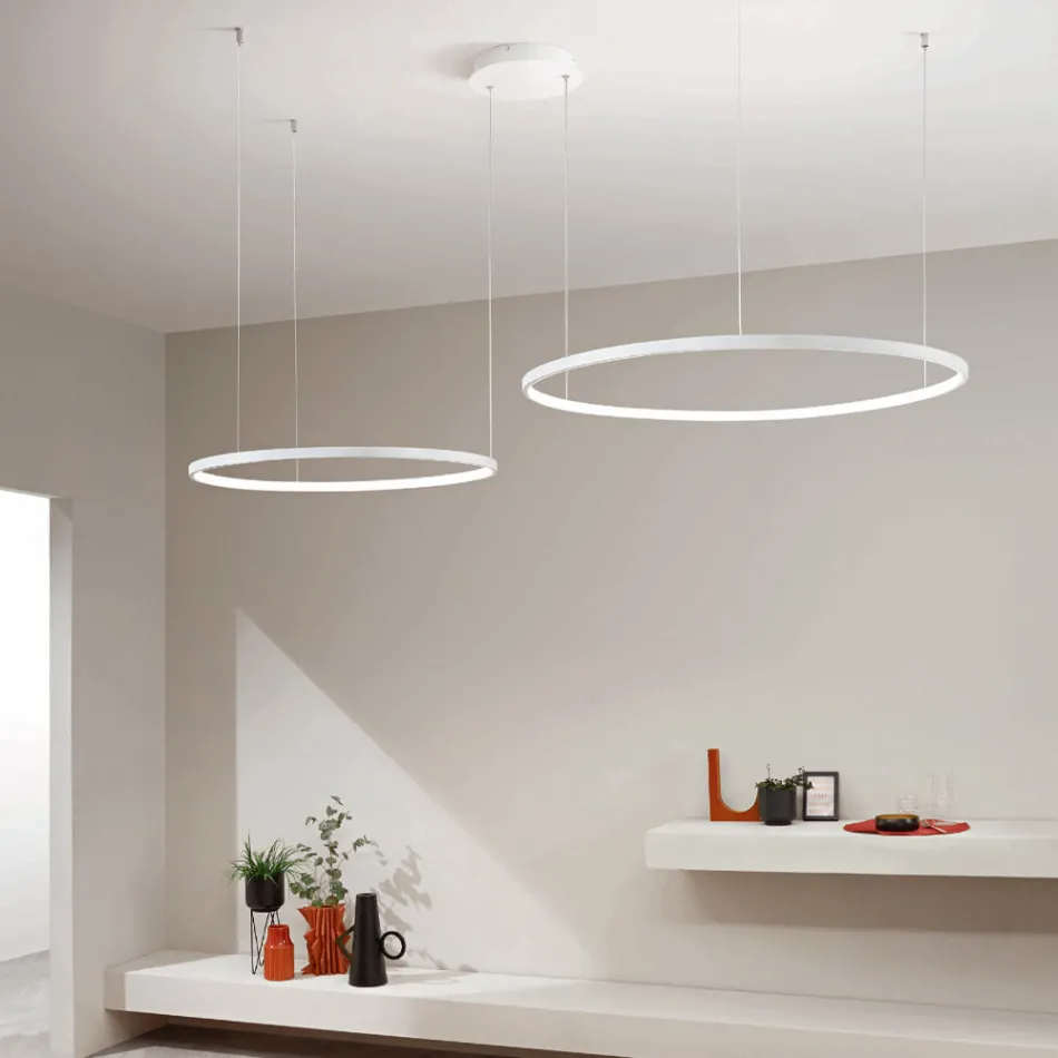 Lustre com 2 ou 3 Luzes LED Roronde Horizontais em Metal Pintado - Mulberry Viadurini