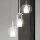 Lustre com 3 Difusores em Vidro Soprado Transparente Fabricado na Itália - Trilly Viadurini