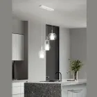 Lustre com 3 Difusores em Vidro Soprado Transparente Fabricado na Itália - Trilly Viadurini