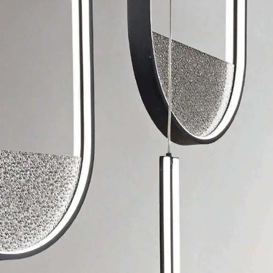 Lustre com 3 LEDs com Encaixe Removível em Vidro Granulado - Catalpa Viadurini