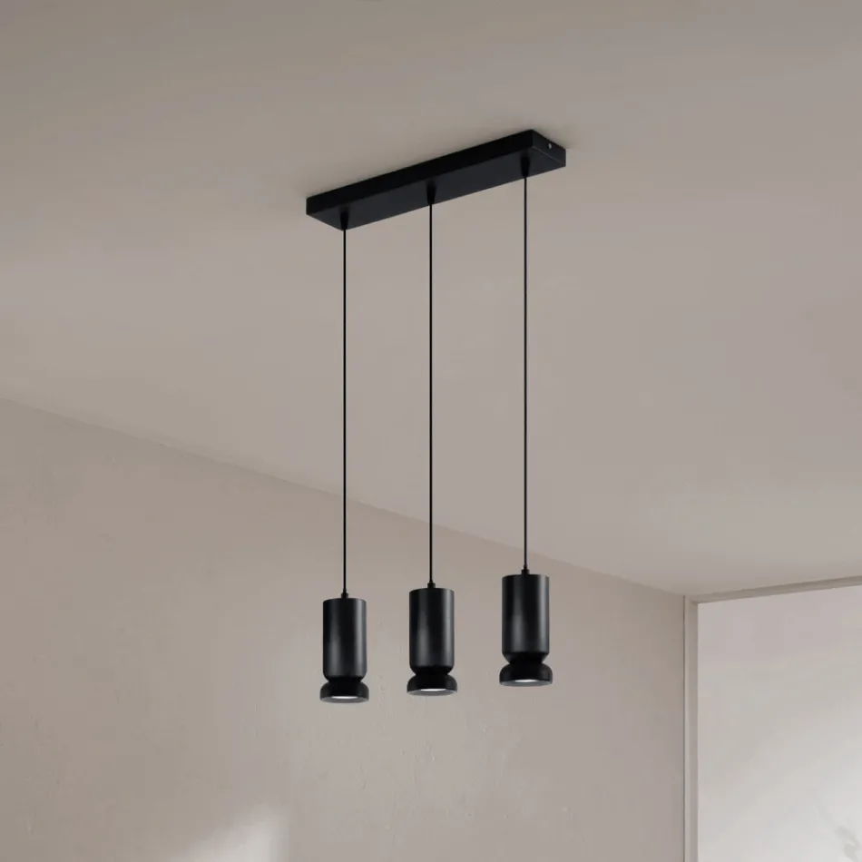 Lustre com 3 LEDs em Alumínio Lacado a Pó e Cabo Ajustável - Buxus Viadurini