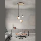 Lustre com 3 Luzes em Vidro Soprado em Forma de Esfera Fabricado na Itália - Prilla Viadurini